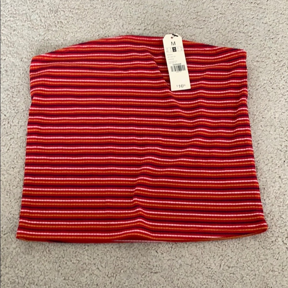 garage red striped tube top